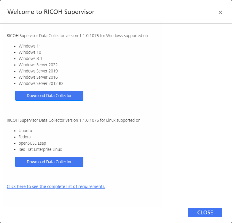 Welcome to RICOH Supervisor dialog box