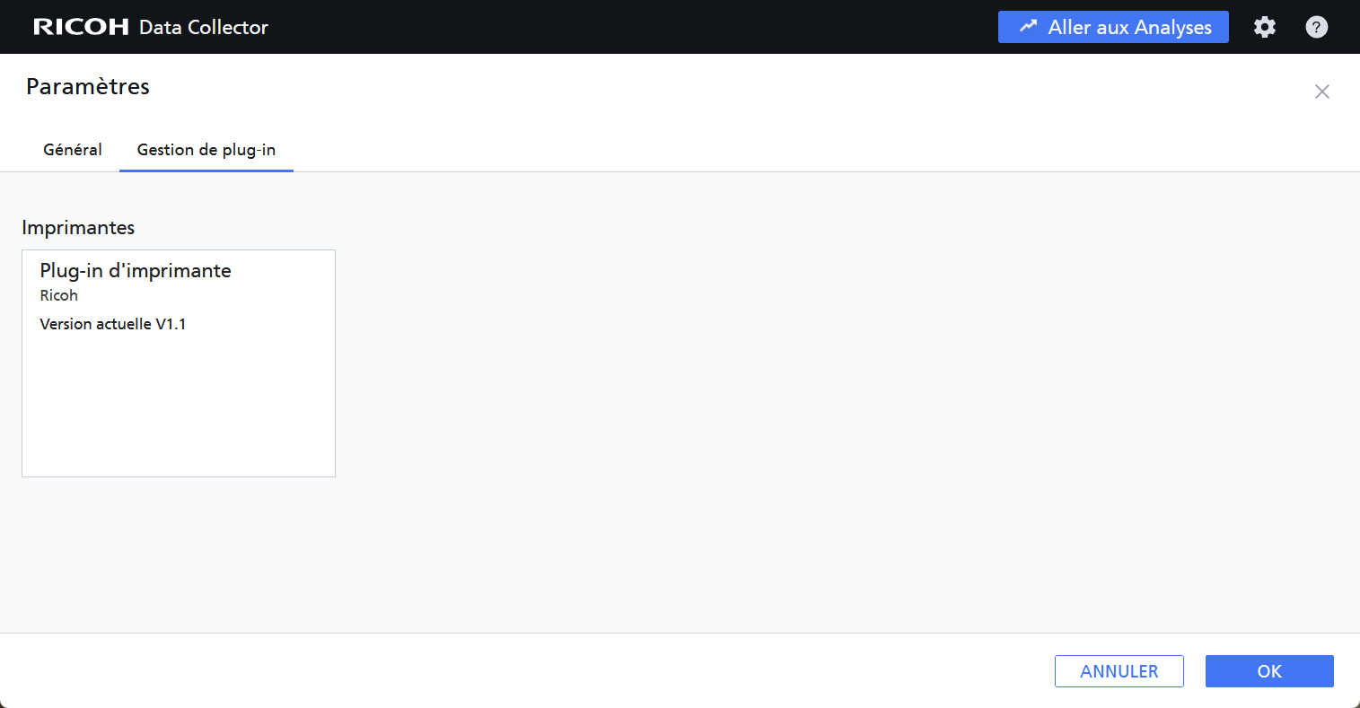 Onglet Gestion de plug-in